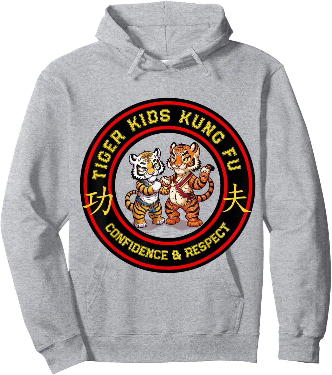 Younger Students Tiger Kids Kung Fu Hoodie - Hoodie | Ash