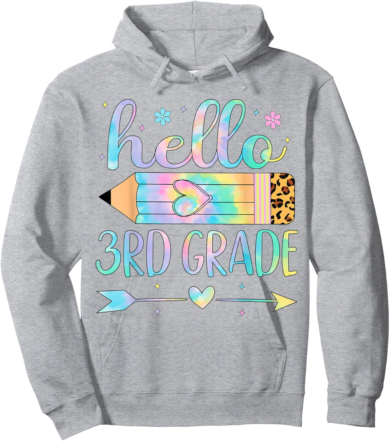 Tie Dye 3rd Grade Back To School Hello Third Grade Teacher Hoodie - Hoodie | Ash