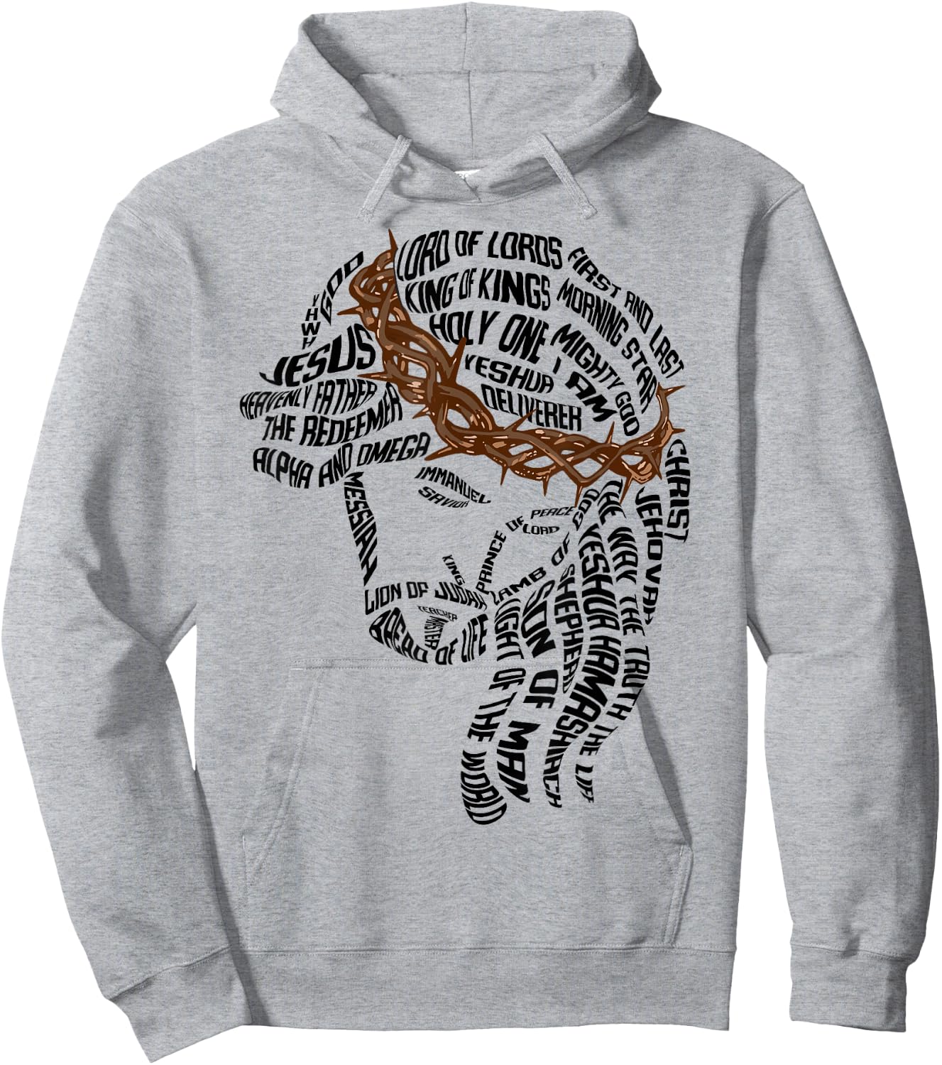 Christian Names of Jesus Christ Face Gospel Religious Bible Hoodie - Hoodie | Ash