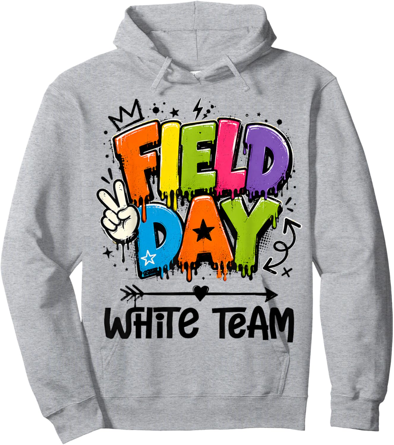 Funny White Team Field Day 2026 Drip Teacher Boy Girl Kids Hoodie - Hoodie | Ash