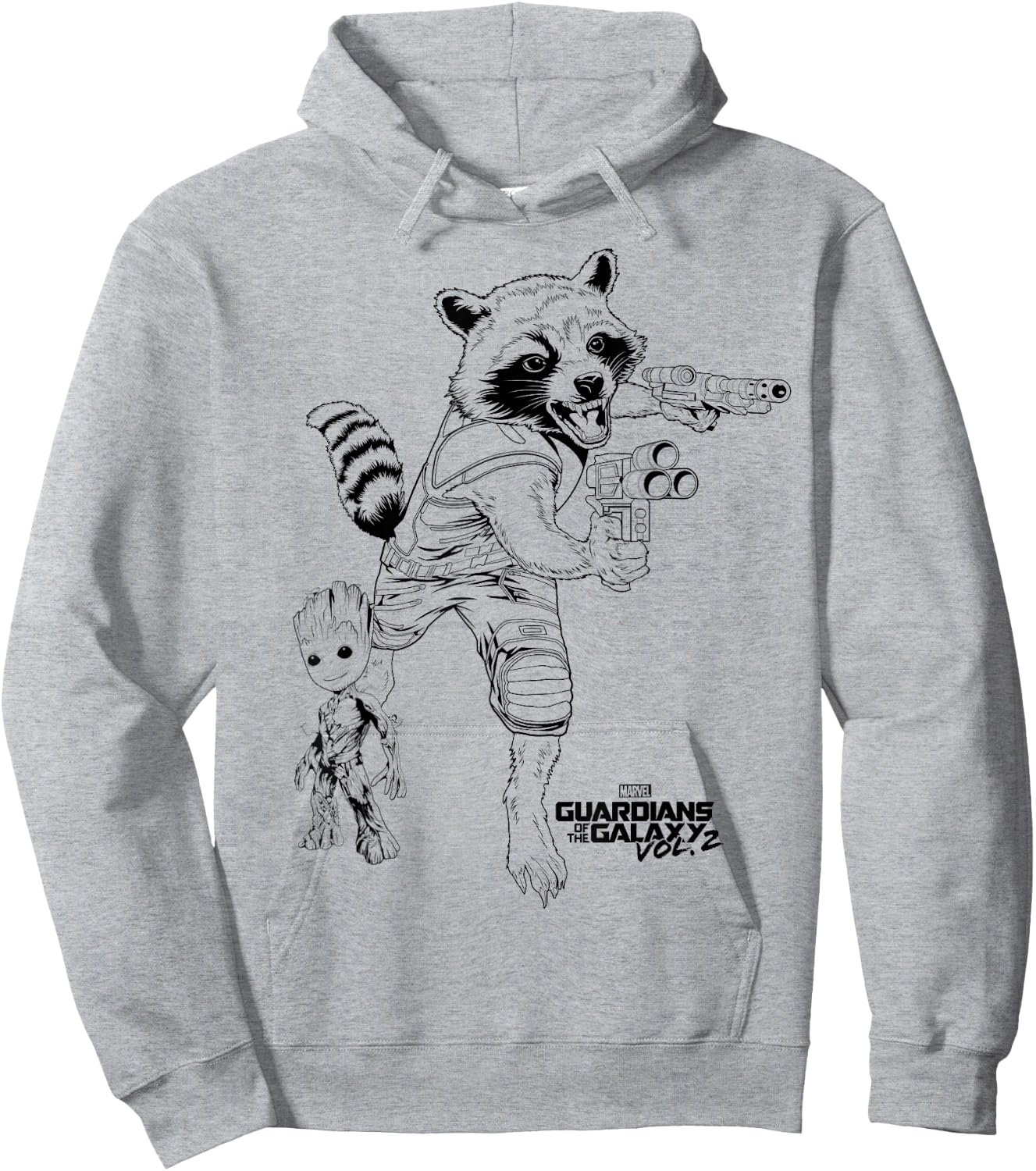 Marvel Guardians of The Galaxy Vol 2 Rocket & Groot Sketch Hoodie - Hoodie | Ash