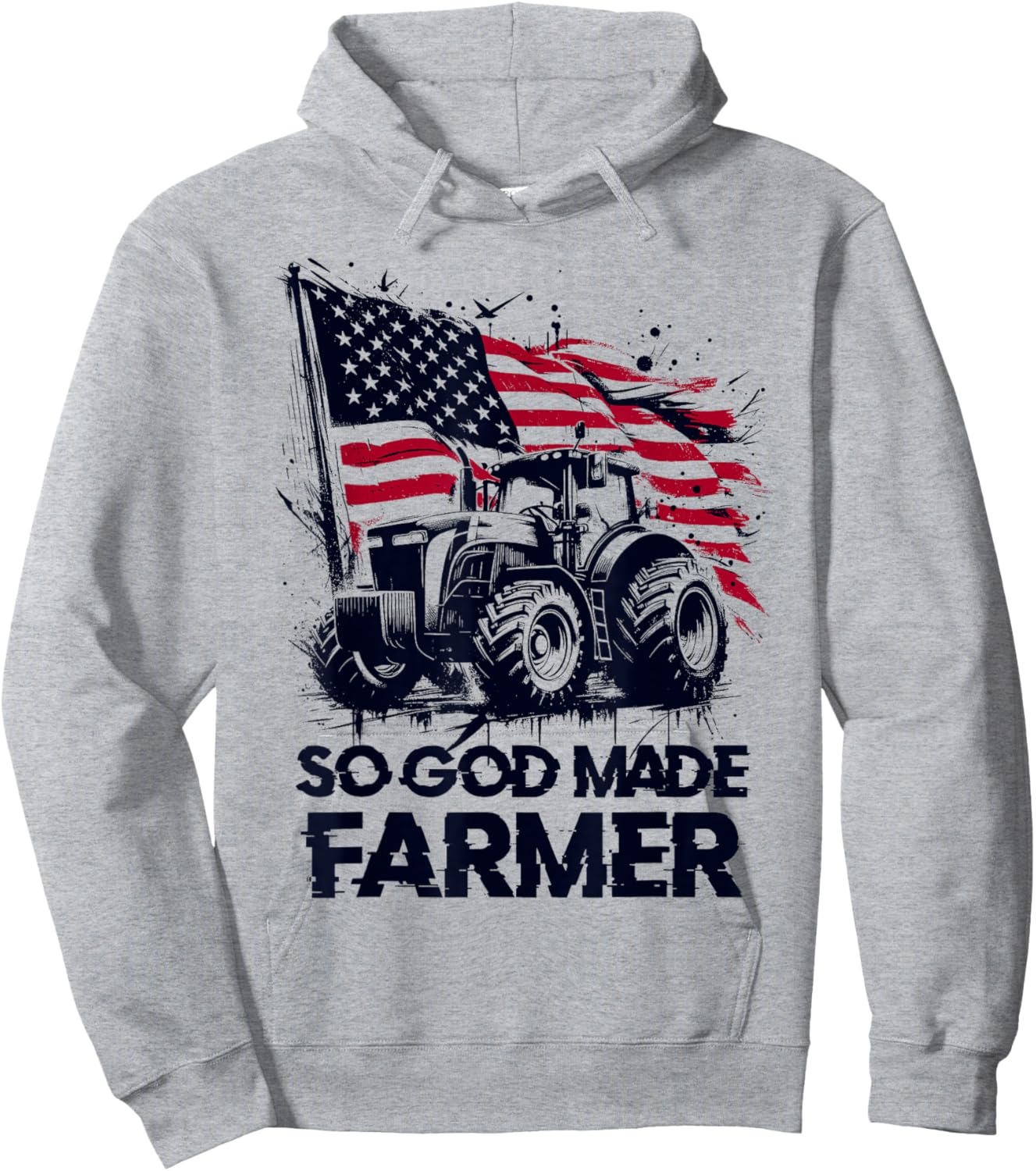 So God Made Farmer - Funny Patriotic USA Farming Lover Hoodie - Hoodie | Ash