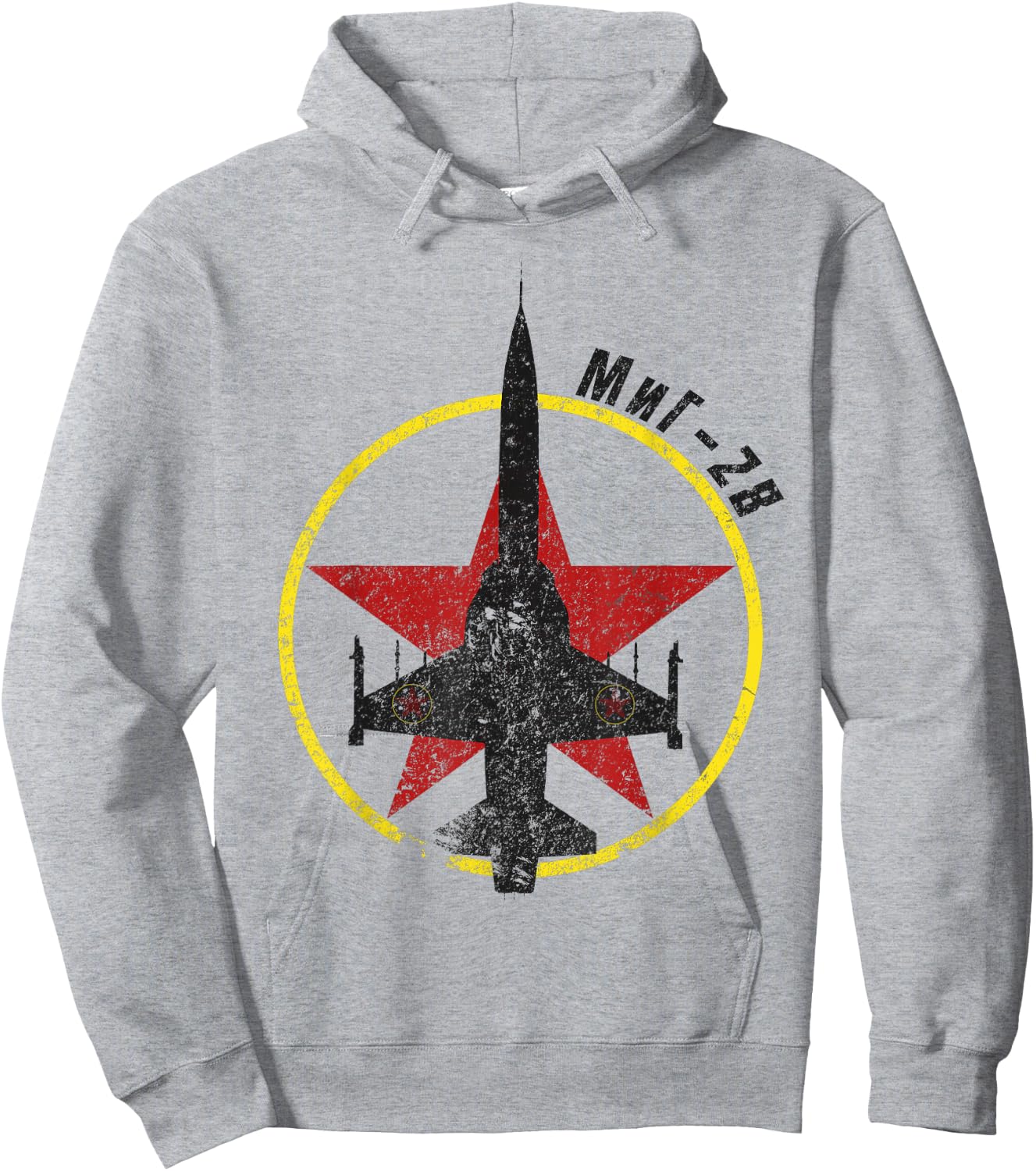 MiG-28 Fictional Soviet Bloc Jet Fighter Red Star Hoodie - Hoodie | Ash