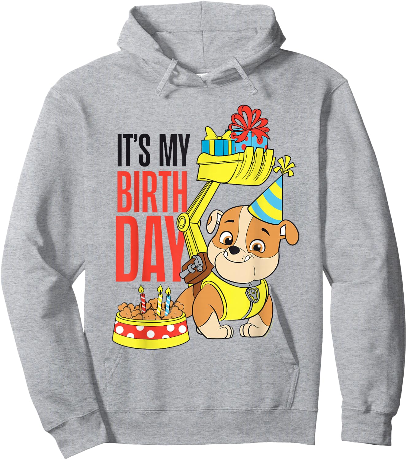 Paw Patrol It's My Birthday Happy Birthday Rubble Hoodie - Hoodie | Ash