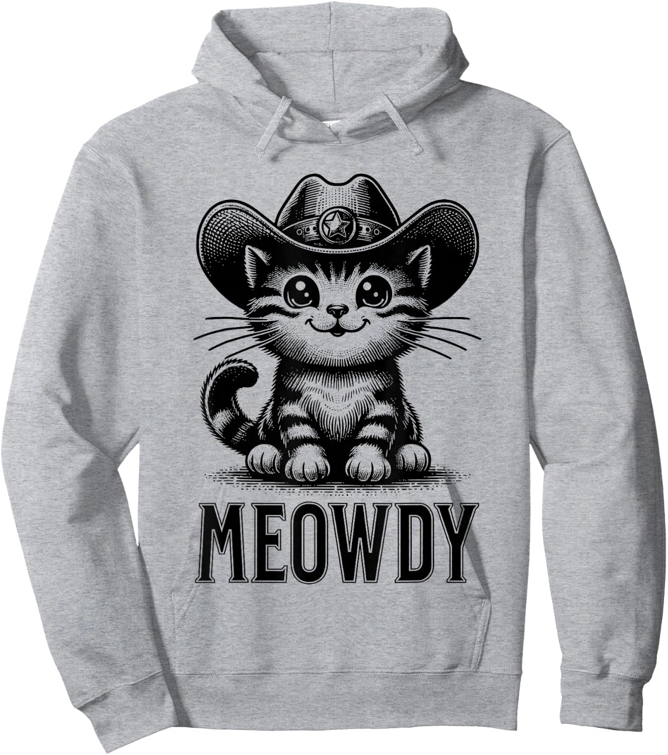 Meowdy Funny Women Men Kids Country Cowboy Cat Lover Graphic Hoodie - Hoodie | Ash