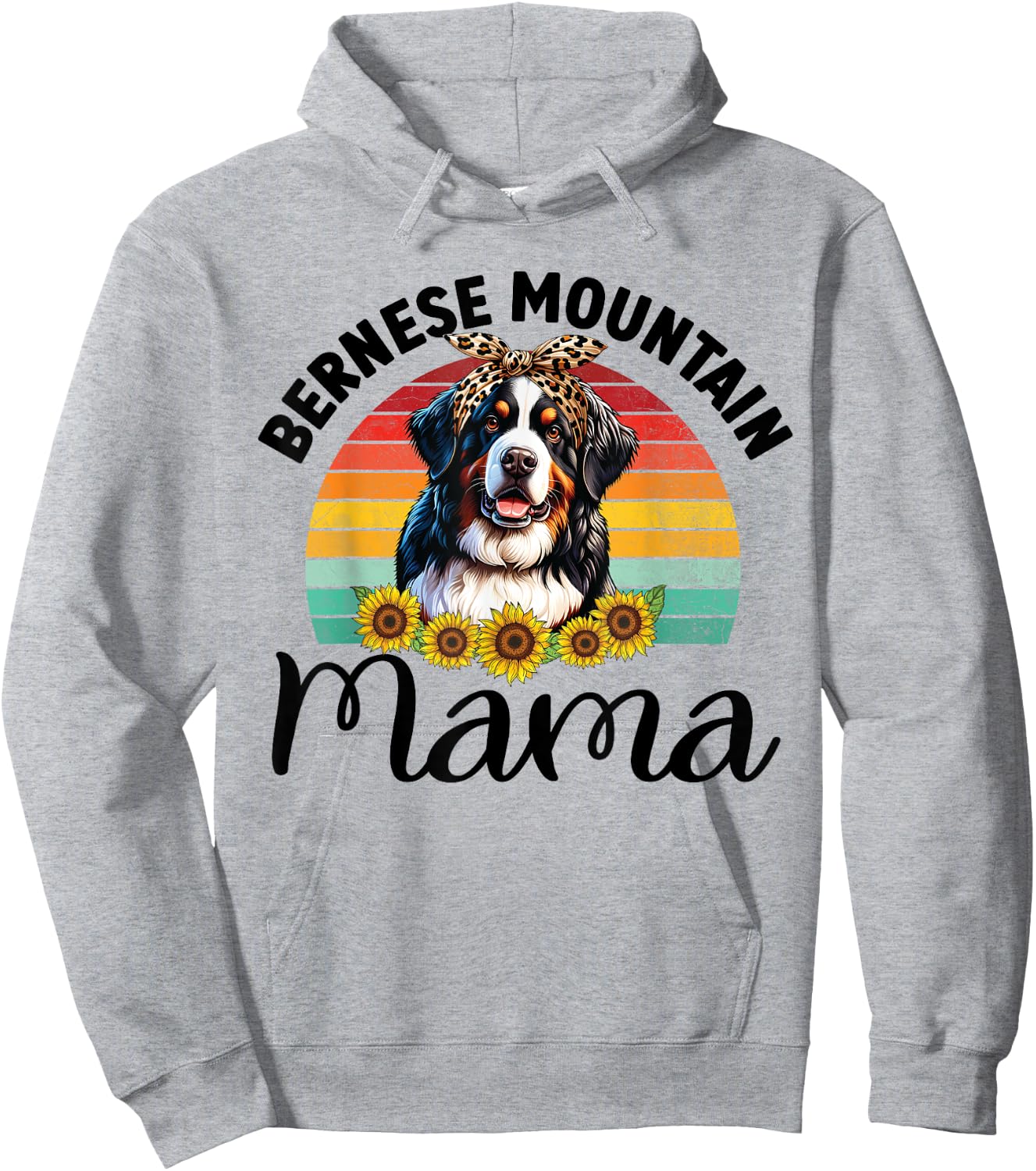 Vintage Bernese Mountain Mama Dog Lovers Floral Mother's Day Women Kids Hoodie - Hoodie | Ash
