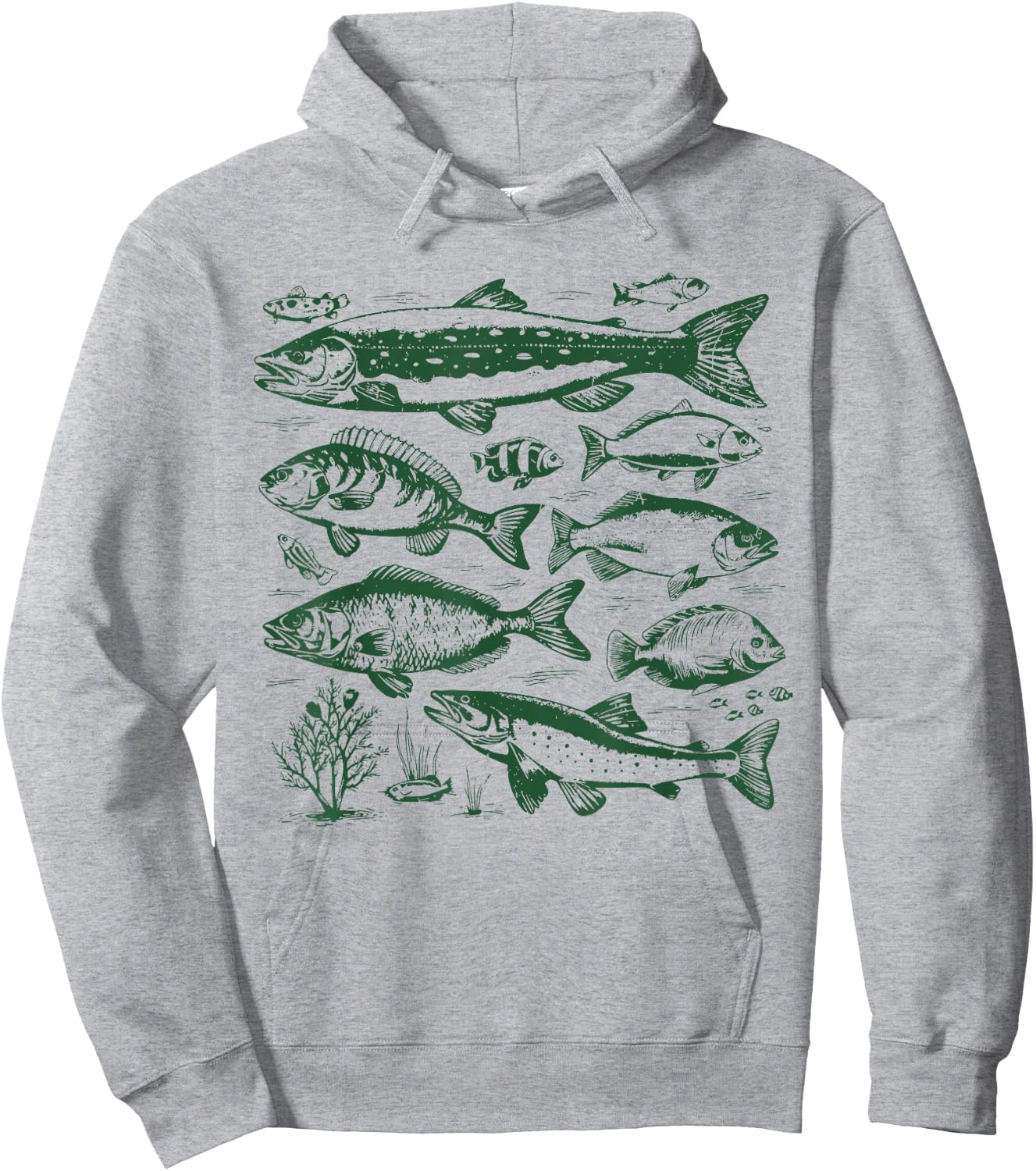 Vintage Fish Fishing Retro Fish Species Biology , Adult, White, Small, Short Sleeve Hoodie - Hoodie | Ash