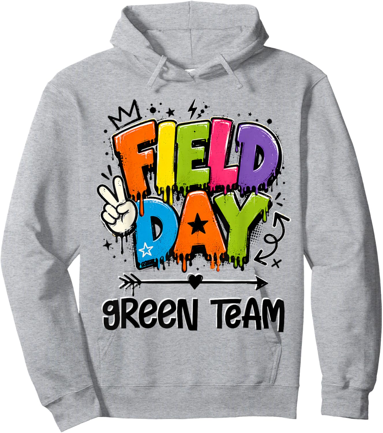 Funny Green Team Field Day 2026 Drip Teacher Boy Girl Kids Hoodie - Hoodie | Ash