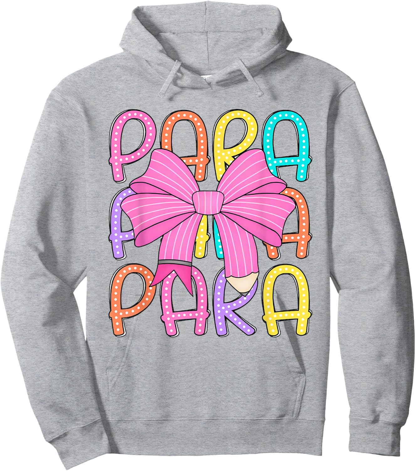 Women Coquette Para Bow Back to School Paraprofessional Hoodie - Hoodie | Ash