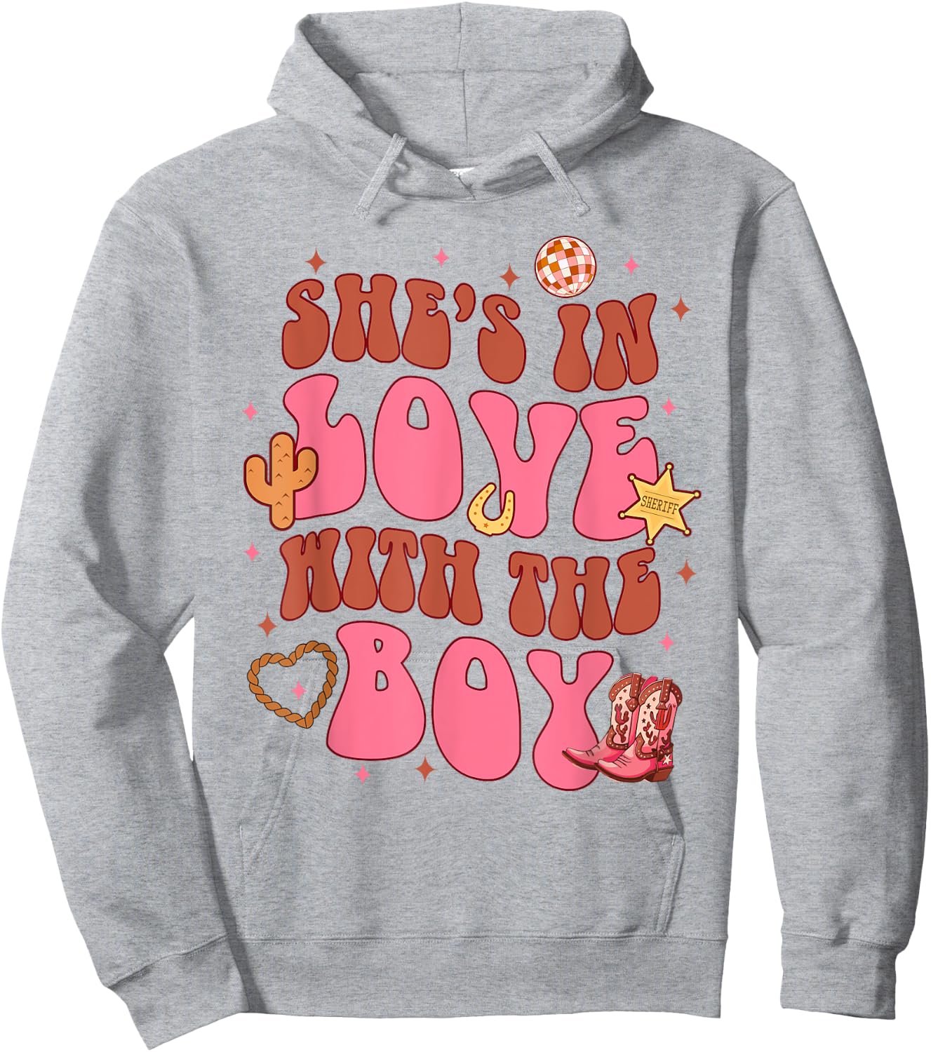 Bridesmaid Cowgirls Bachelorette She's In Loves With A Boy Hoodie - Hoodie | Ash