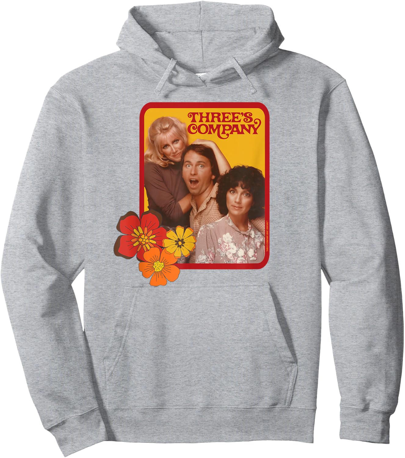 Jack & Janet & Chrissy Three's Company Retro Floral Graphic Hoodie - Hoodie | Ash