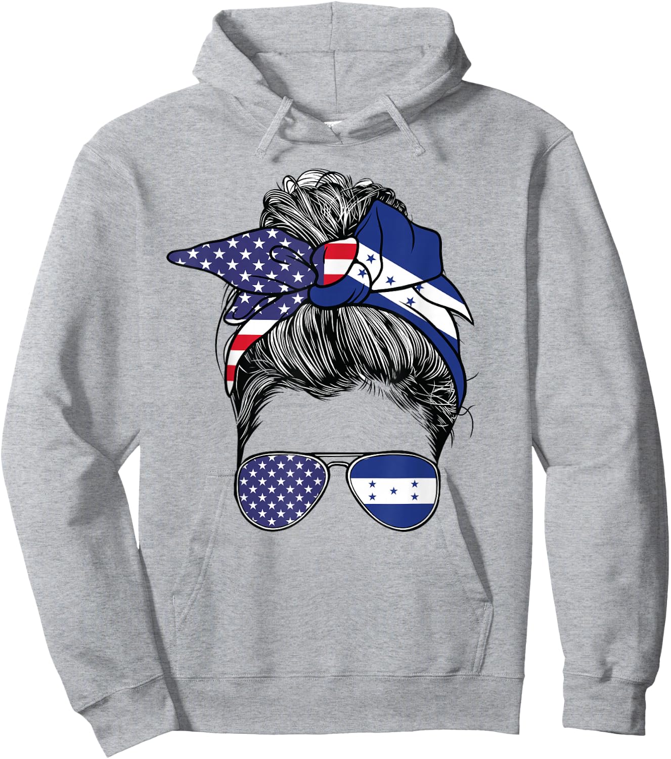Honduran Women Girl USA Heritage American Honduras Flag Hoodie - Hoodie | Ash