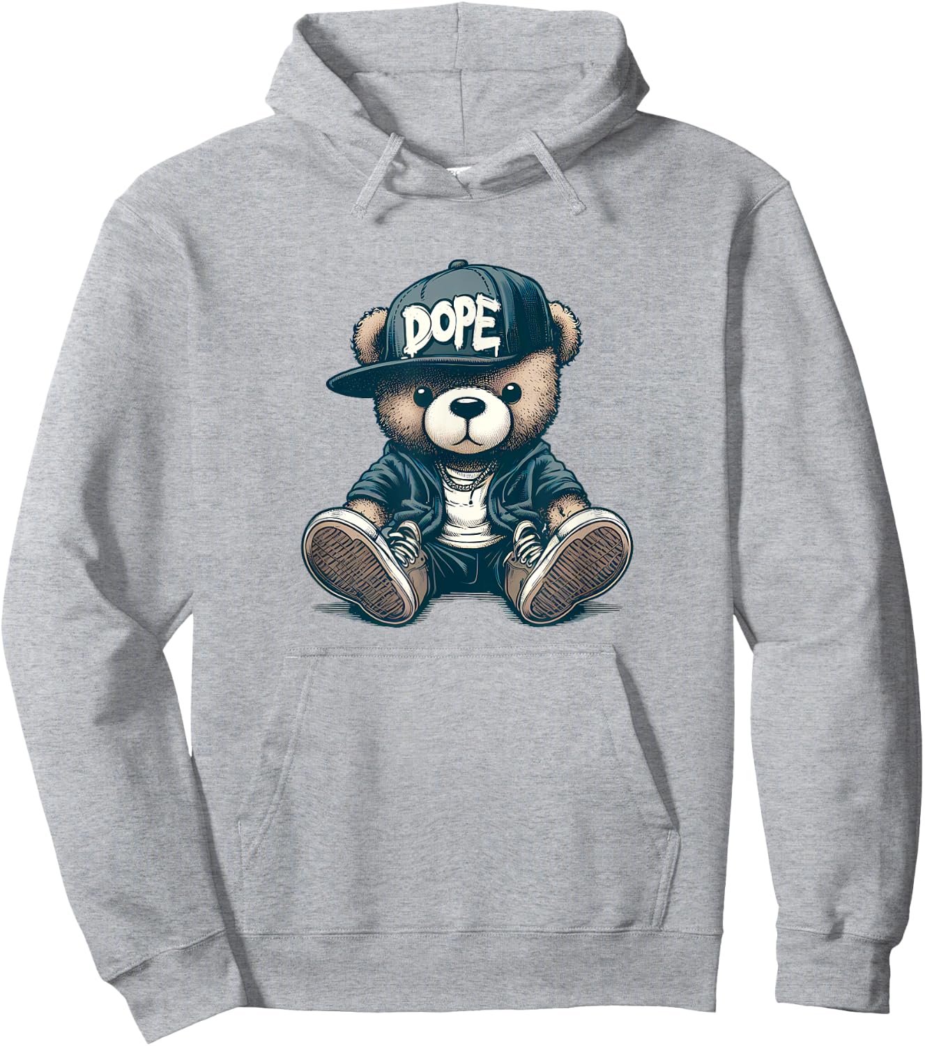 DOPE Cute Hip Hop Teddy Bear 90s hip hop clothing Hoodie - Hoodie | Ash