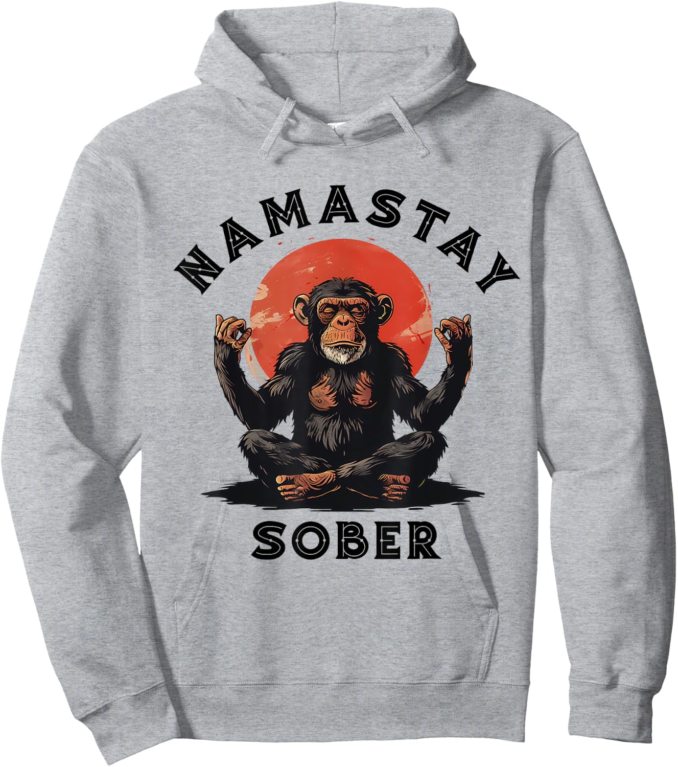 Monkey Mediation Namastay Sober NA AA Alcoholics Anonymous Hoodie - Hoodie | Ash