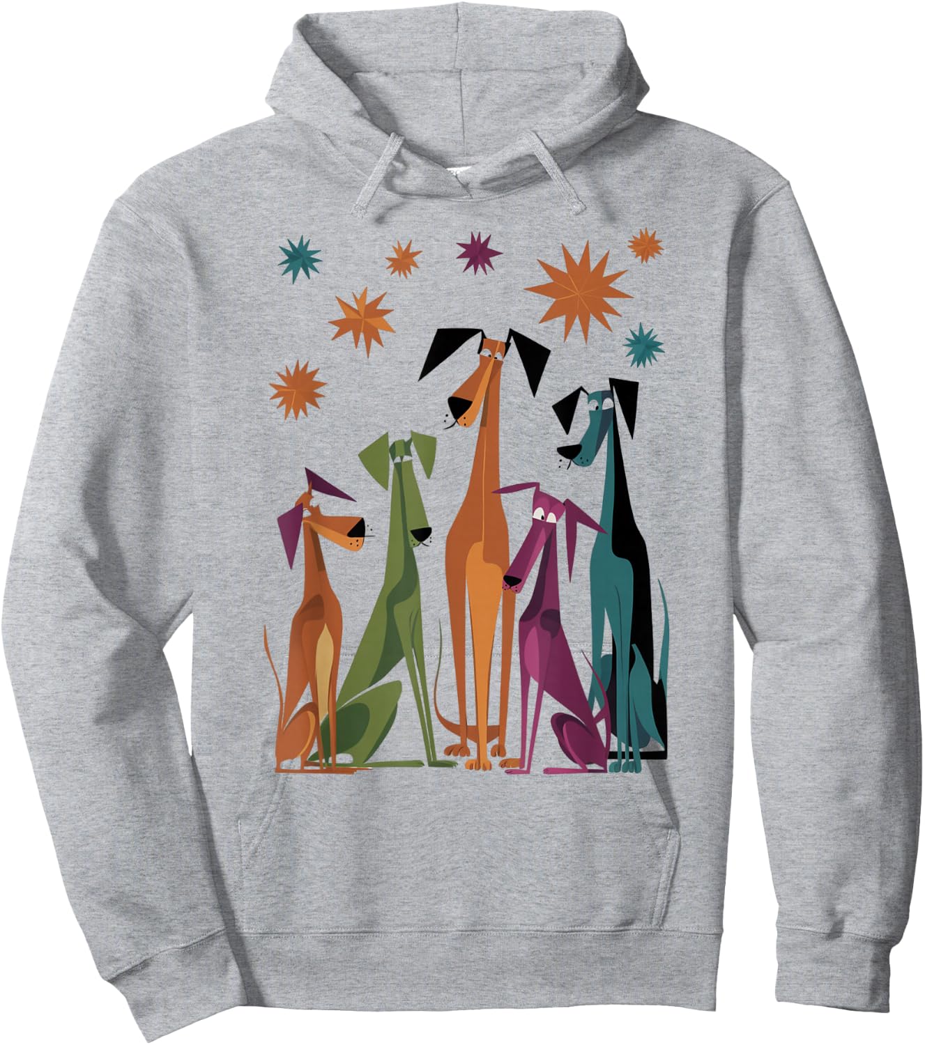 Vintage Retro Mid-Century Long Neck Dogs 50s 60s Style Hoodie - Hoodie | Ash