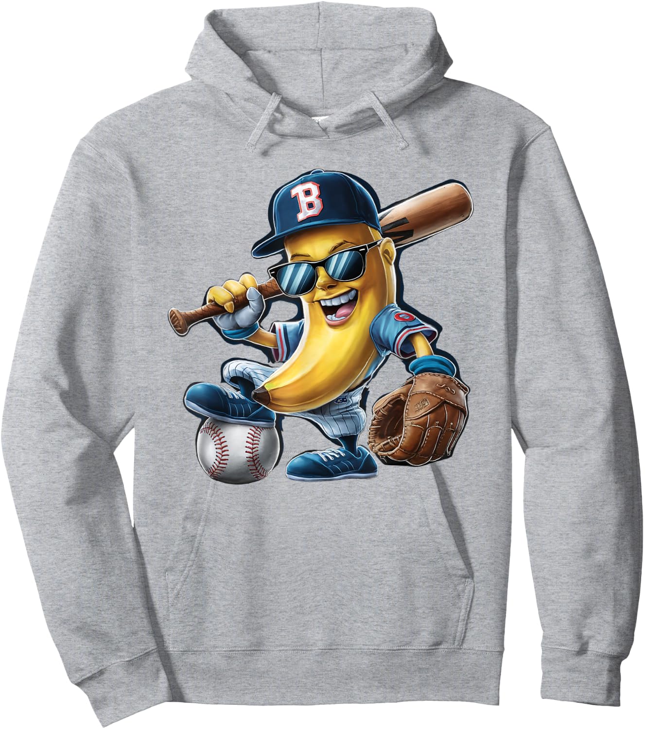 Funny Lets Go Bananas Banana Playing Baseball Player Hoodie - Hoodie | Ash