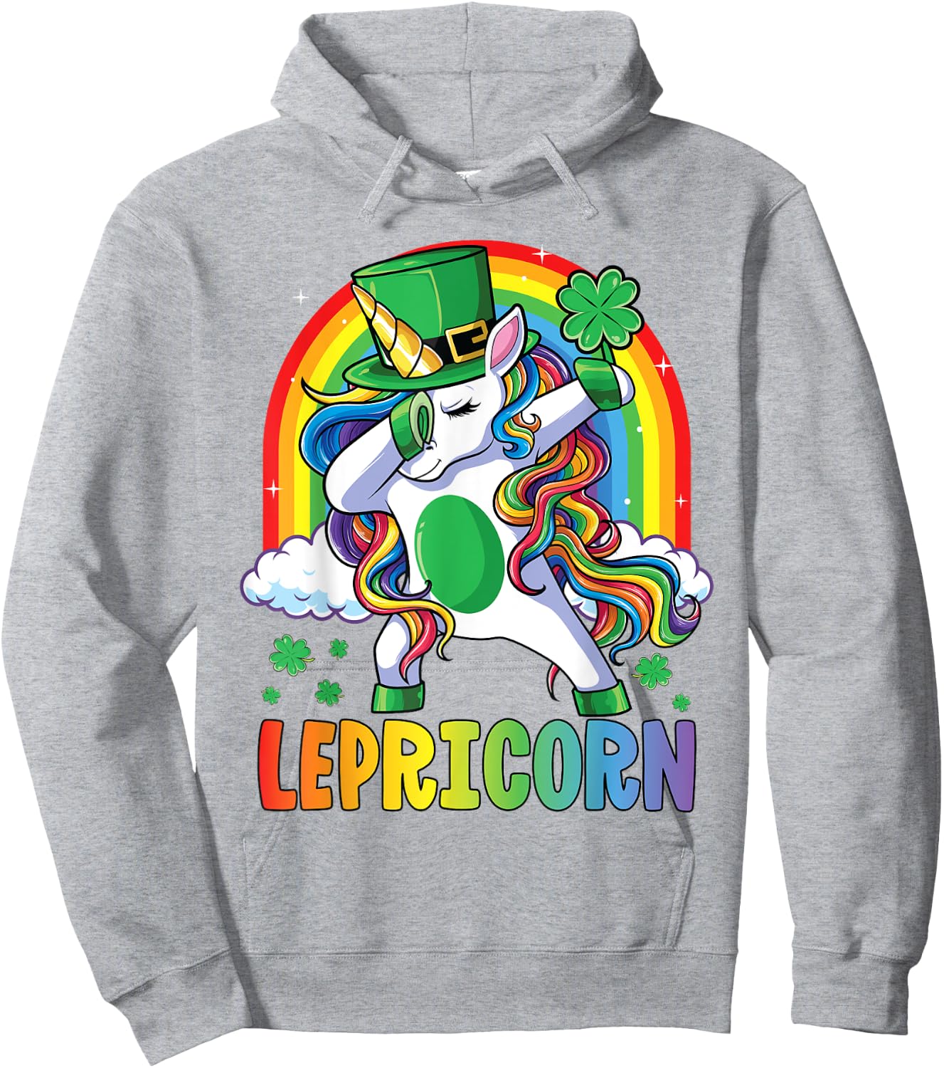 St Patricks Day Shirt Girls Dab Unicorn Leprechaun Lepricorn Hoodie - Hoodie | Ash