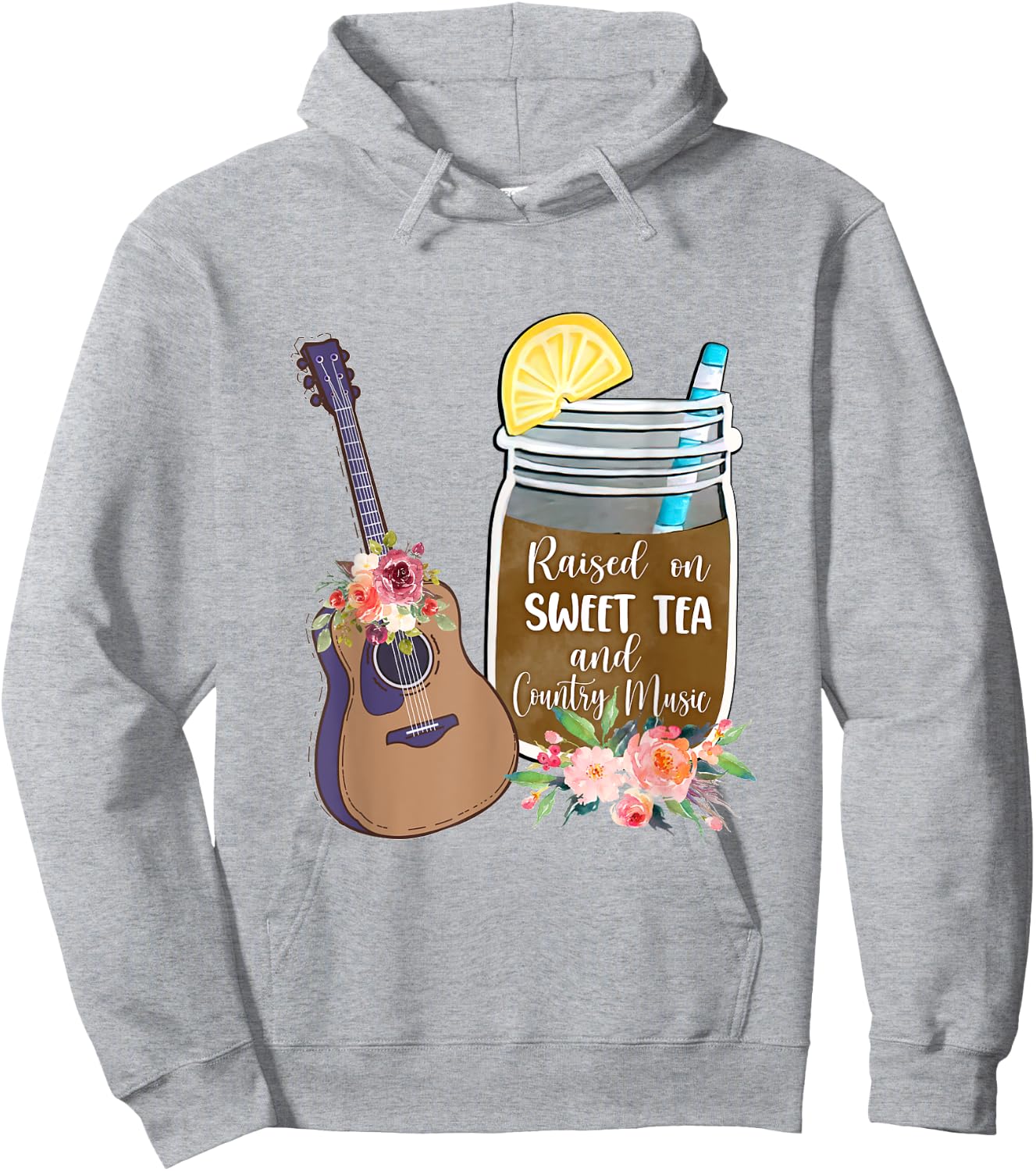 Raised On Sweet Tea & Country Music Lover Southern Girls Hoodie - Hoodie | Ash