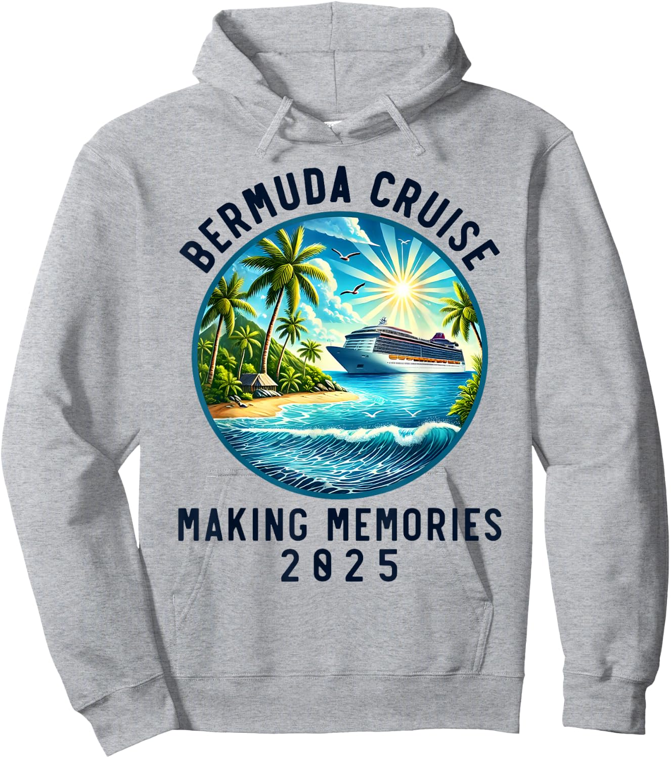 Matching Family Friends Group Bermuda Cruise 2025, Souvenir Hoodie - Hoodie | Ash
