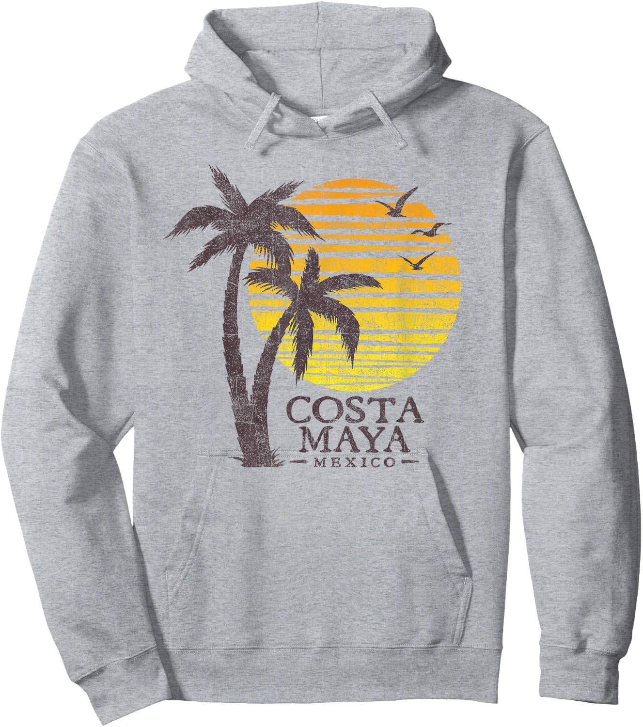 Vintage Costa Maya Mexico Beach Sunset Souvenir Hoodie - Hoodie | Ash