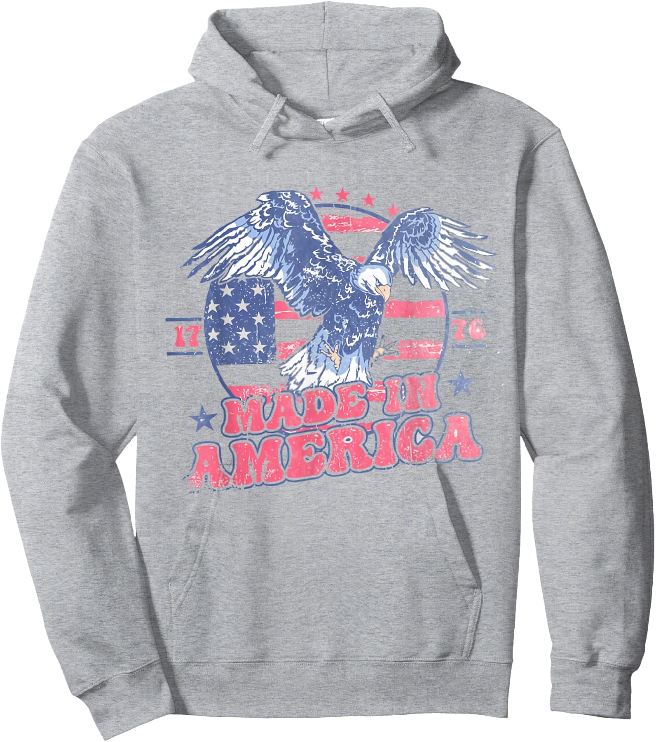 Women Retro Made In America 4th Of July Eagle Patriotic Hoodie - Hoodie | Ash