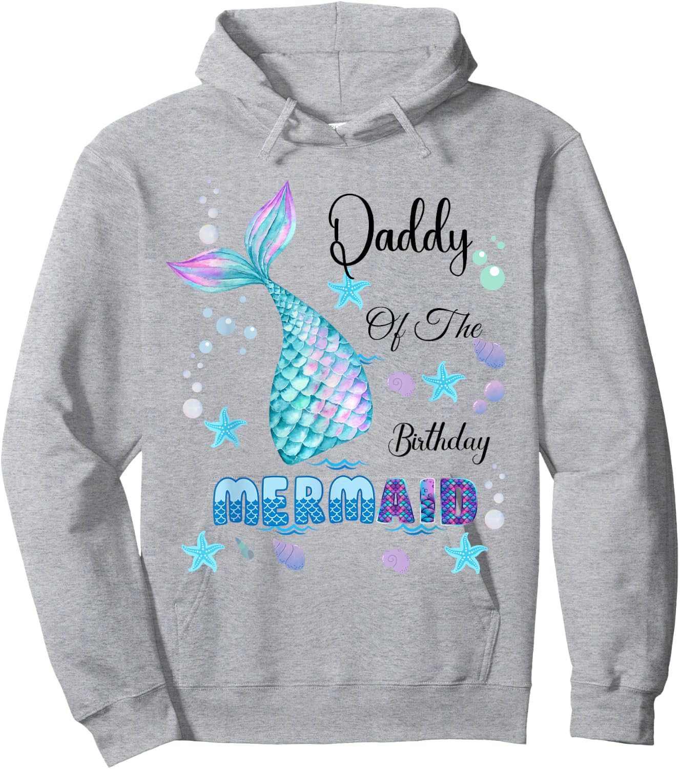 Daddy Of The Birthday Mermaid Bday Party Mermaid Kids Hoodie - Hoodie | Ash