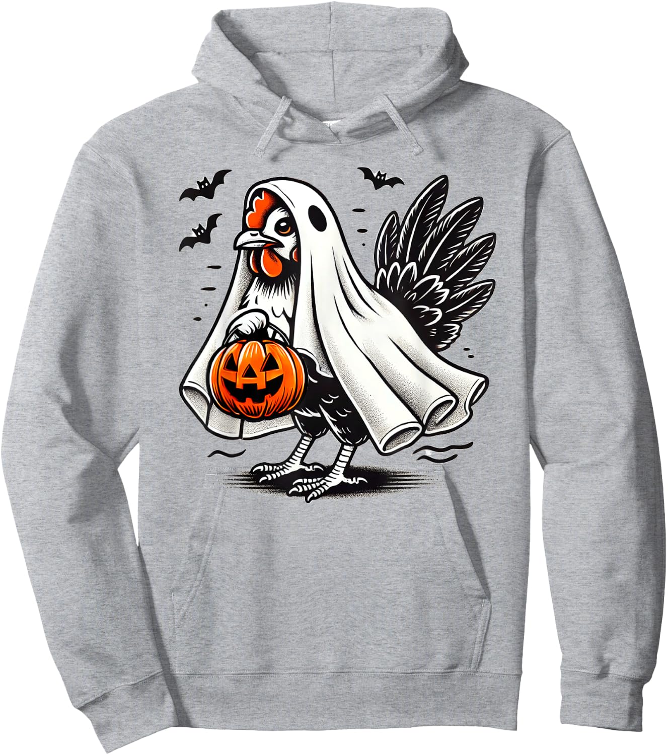 Shivering Chicken Halloween Ghost Rooster Trick Or Treat Hoodie - Hoodie | Ash
