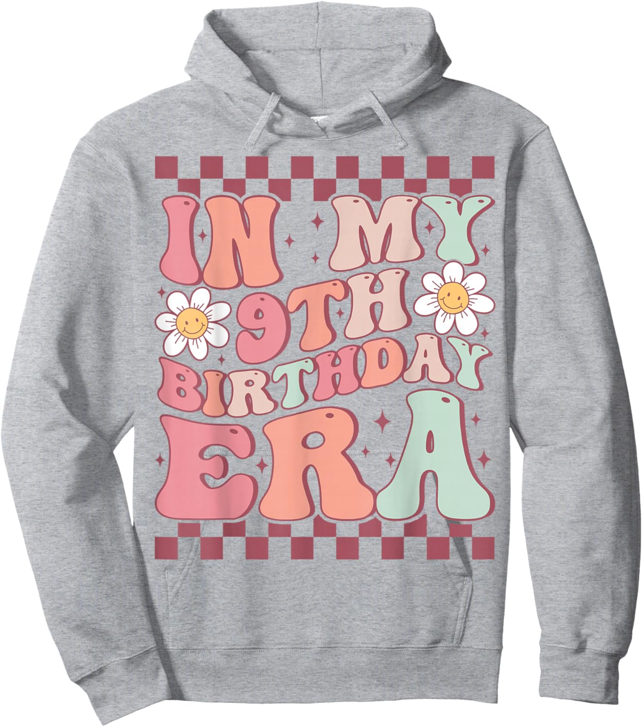 In My 9th Birthday Era Cute Daisy Groovy 9th Birthday Party Hoodie - Hoodie | Ash