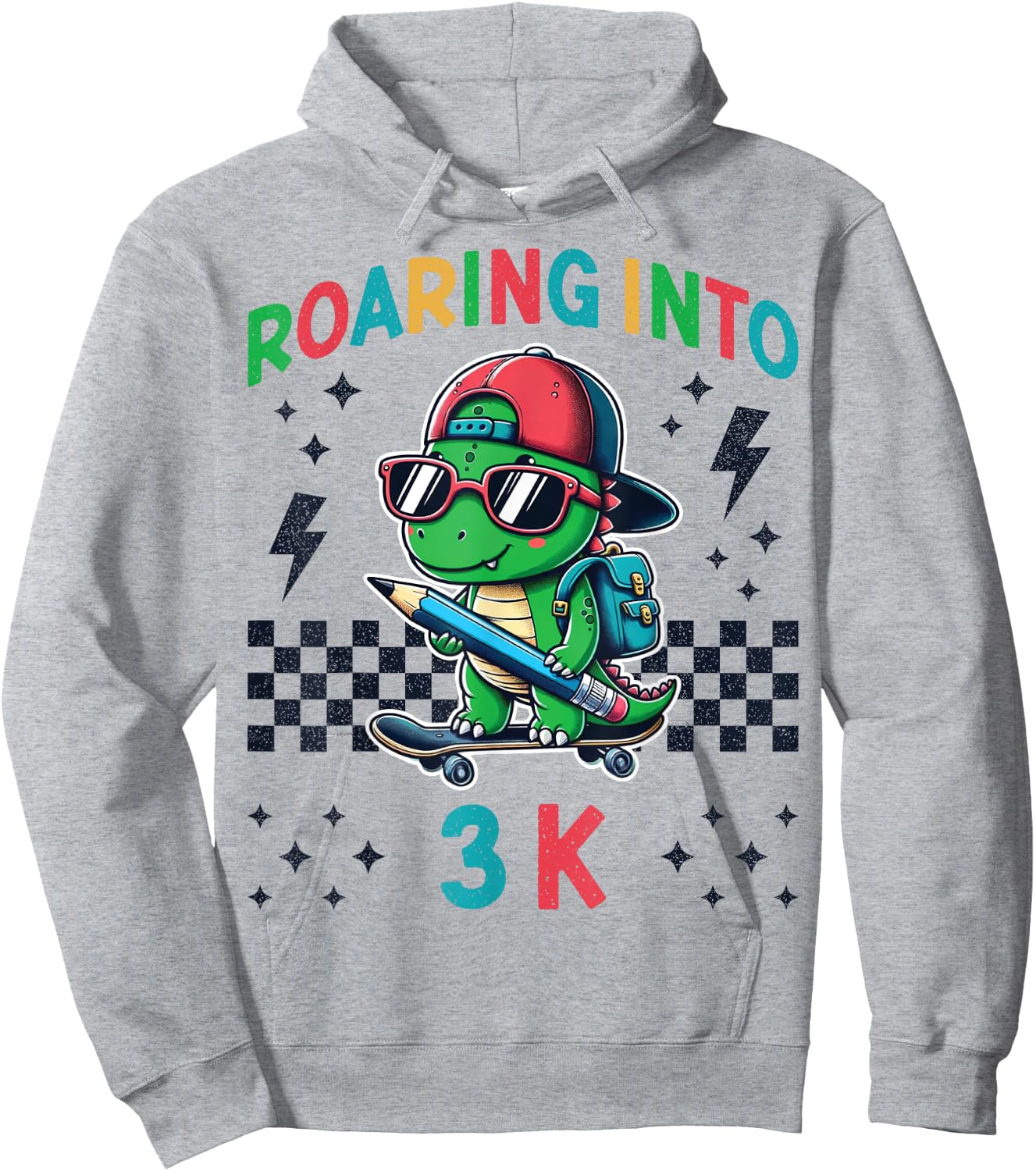 Roaring Into 3K Dinosaur First Day of K3 Kid Im Ready for 3K Hoodie - Hoodie | Ash