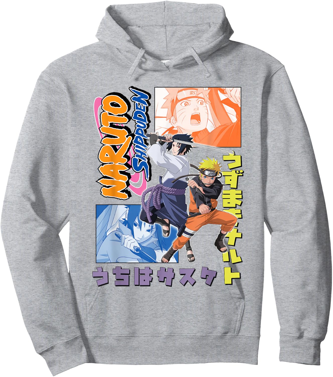 Naruto Shippuden Naruto Sasuke Kanji Collage Anime Hoodie - Hoodie | Ash