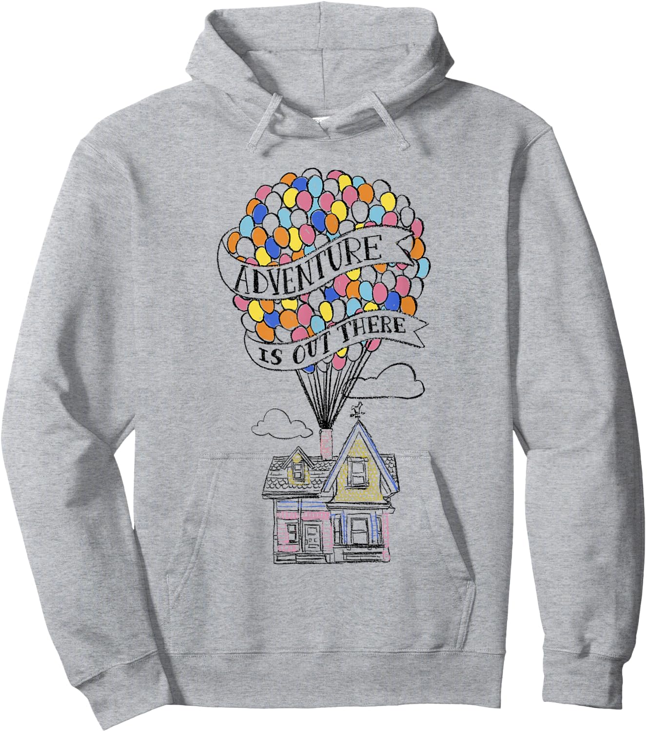 Disney Pixar Up Adventure Is Out There Flying House Outline Hoodie - Hoodie | Ash