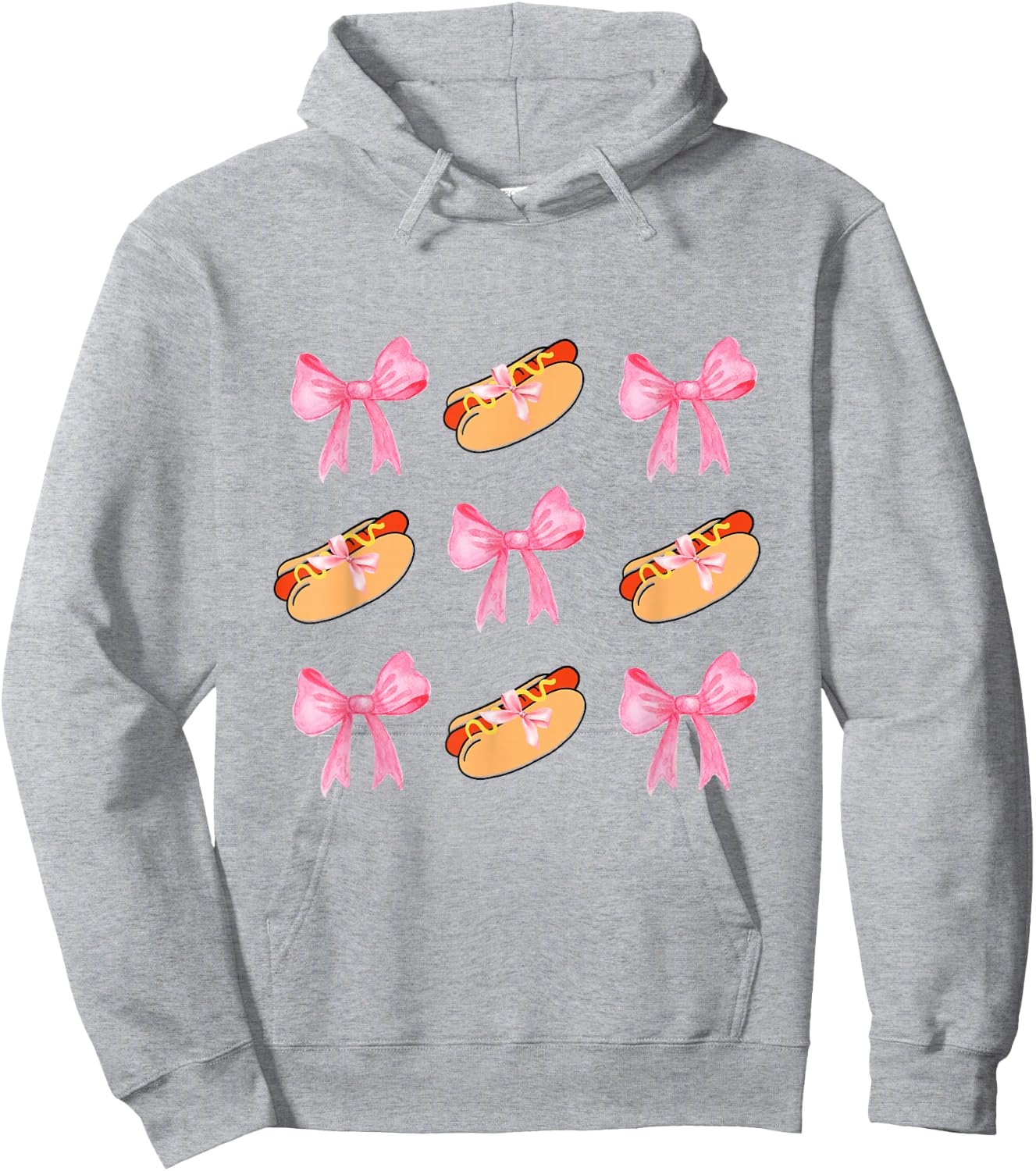 Pink Bows Cute Coquette hotdog y2k Girl Aesthetic Hoodie - Hoodie | Ash