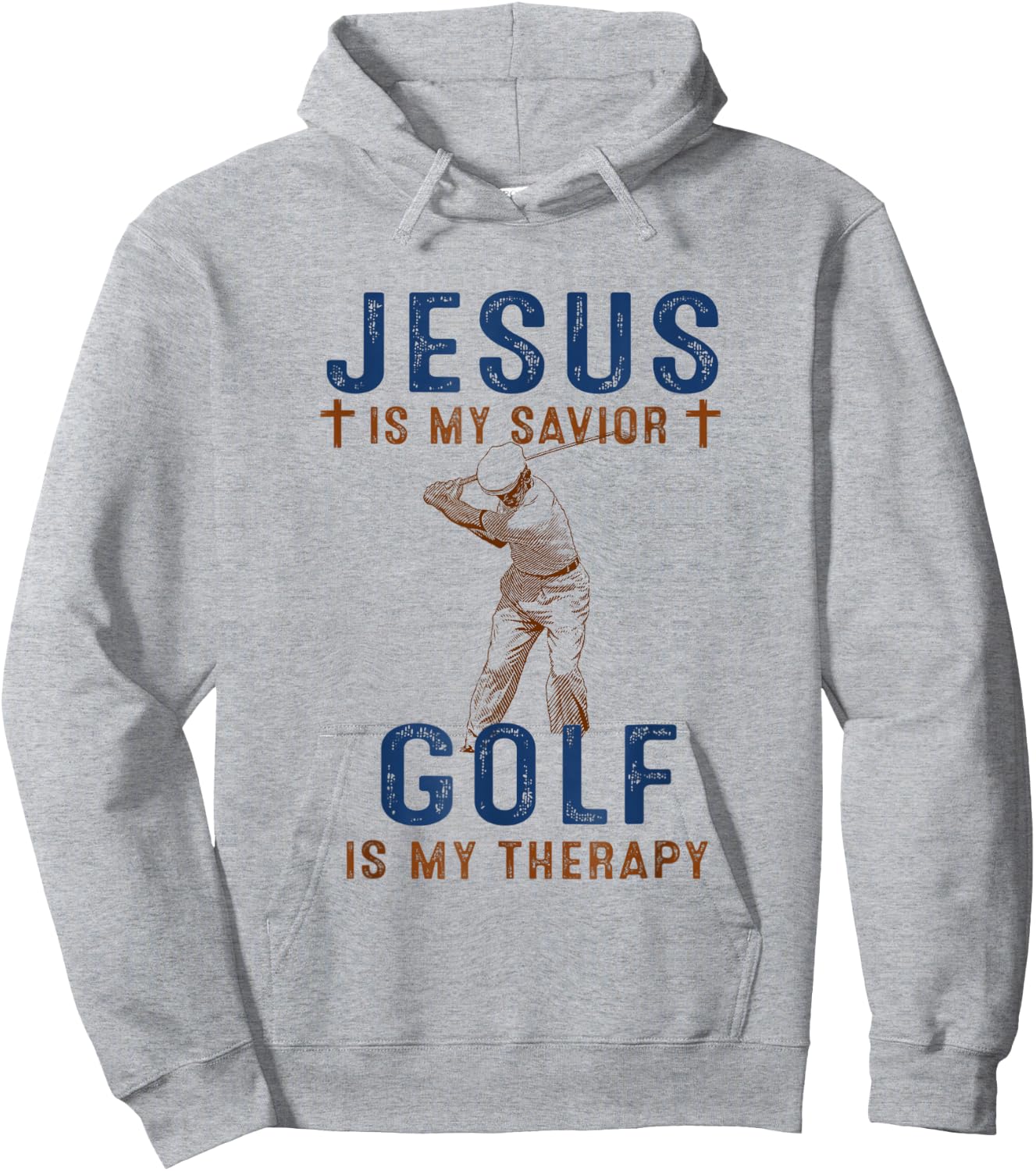 Jesus is My Savior Golf is My Therapy Funny Golf Lover Gift Hoodie - Hoodie | Ash