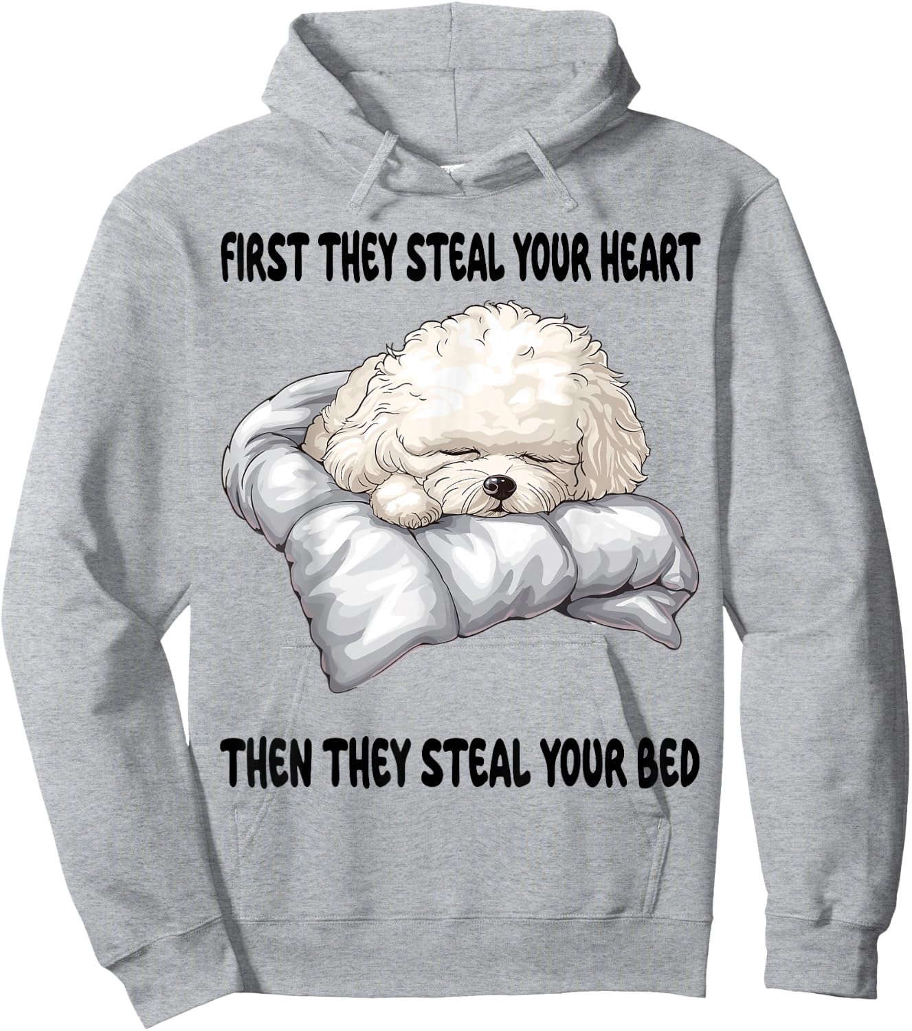 Bichon Frise Sleeping Pajamas Nightgown Hoodie - Hoodie | Ash