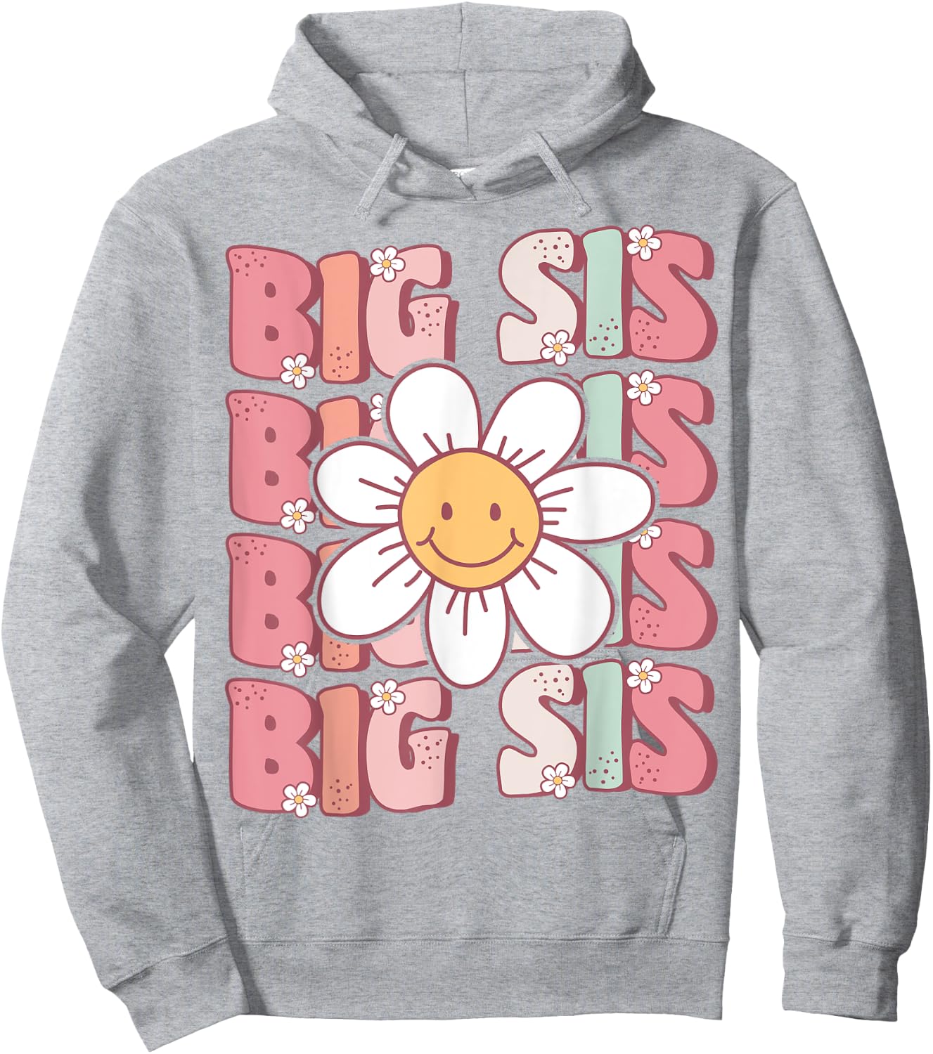 Groovy Big Sis Matching Family Birthday Party Daisy Flower Hoodie - Hoodie | Ash