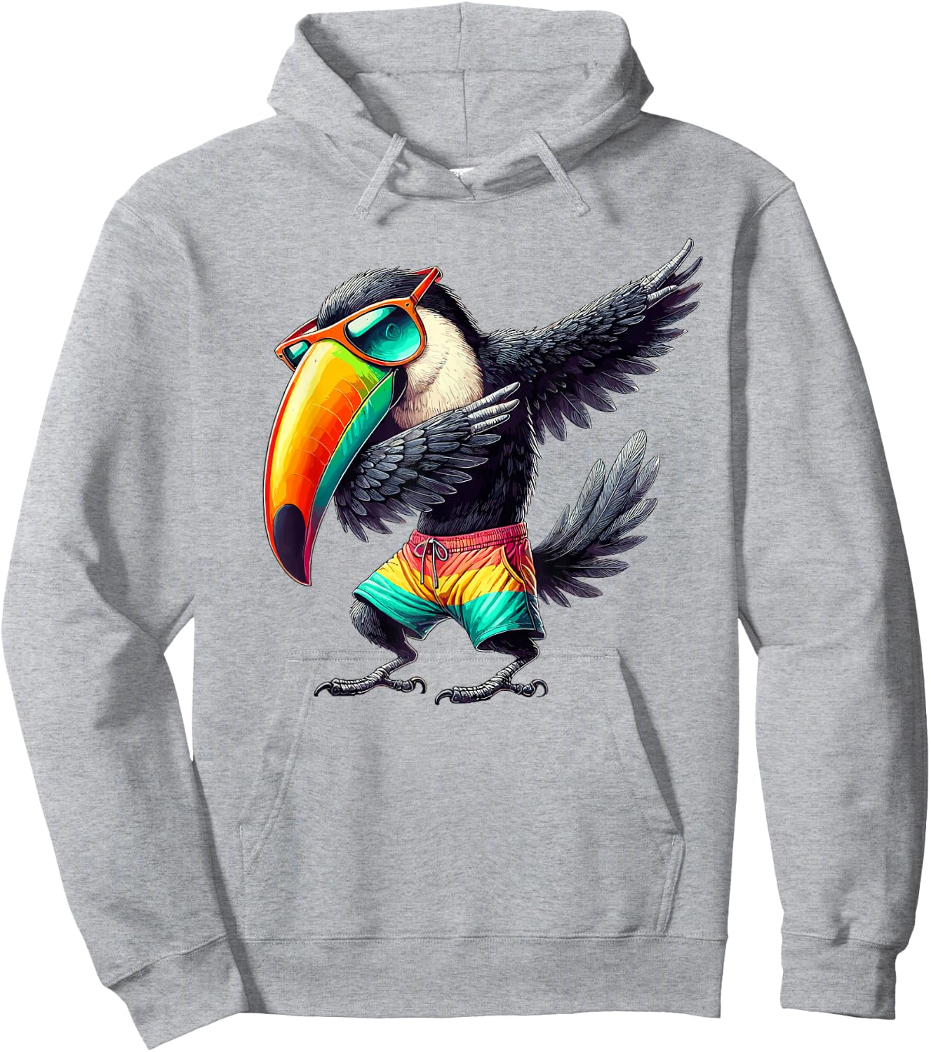 Toucan Dabbing, Swimming Pool, Beach Vacation, Tropical Bird Hoodie - Hoodie | Ash