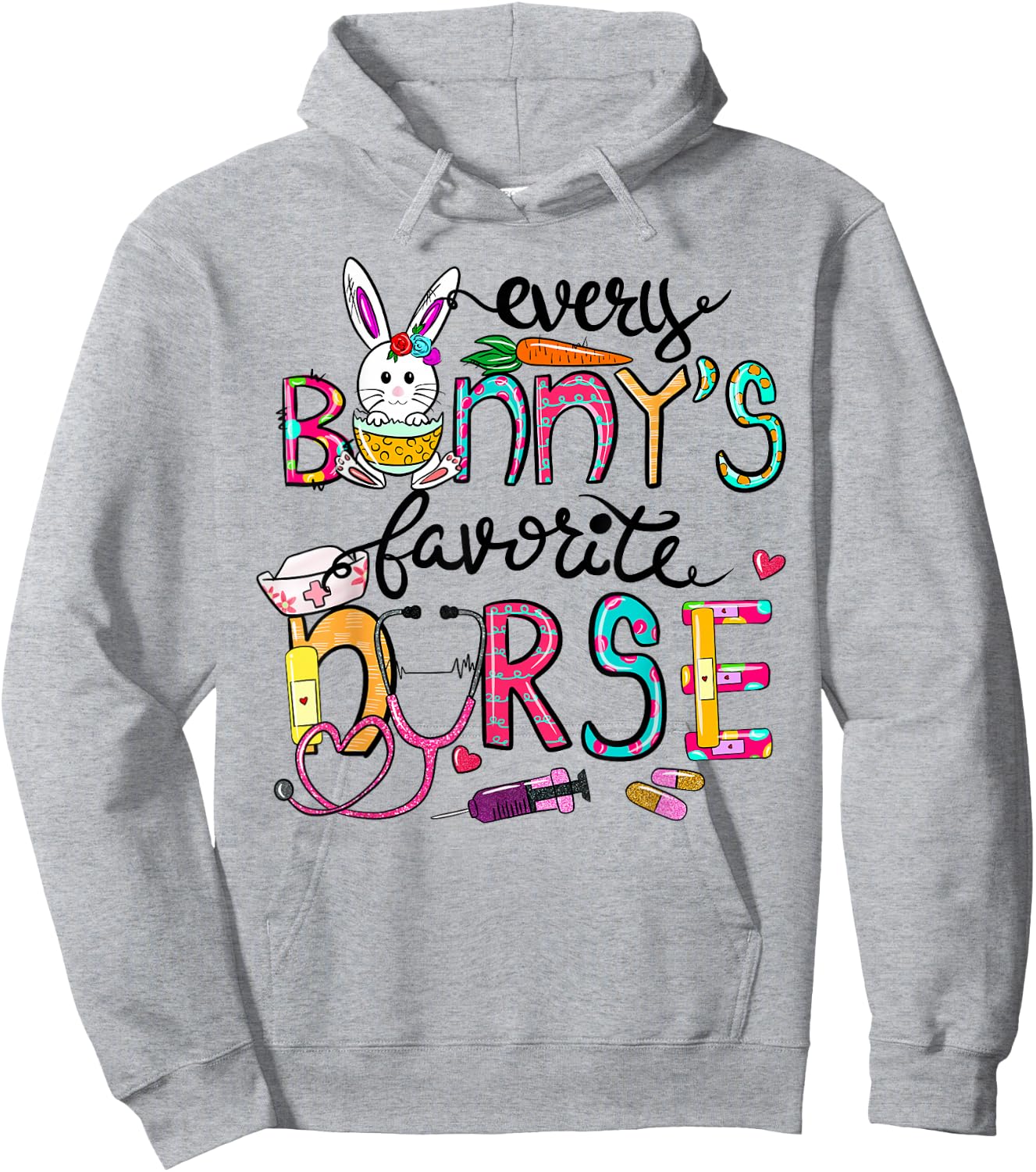 Cute Every Bunnys Is Favorite Nurse Cute Bunnies Easter Eggs Hoodie - Hoodie | Ash