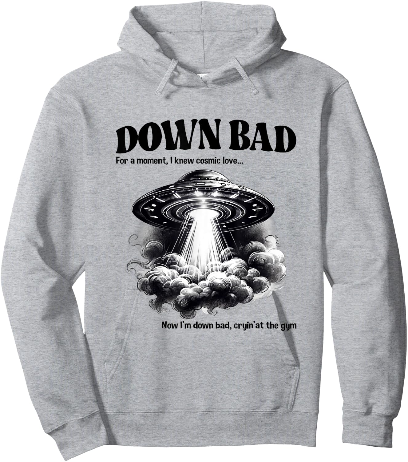 Funny Now I'm Down Bad Crying At The Gym UFO Men Women Kids Hoodie - Hoodie | Ash