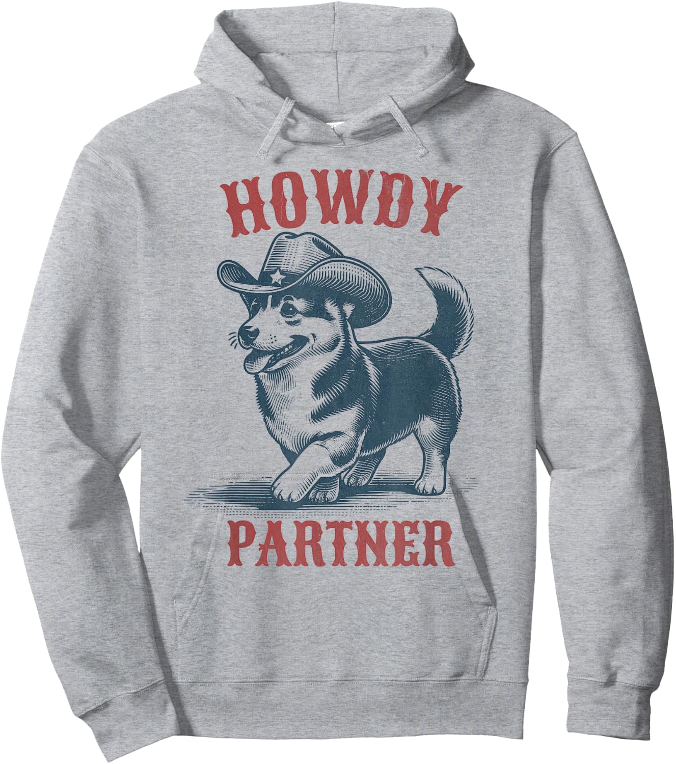 Howdy Partner - Ready for Rodeo - Cowboy Corgi Dog Hoodie - Hoodie | Ash