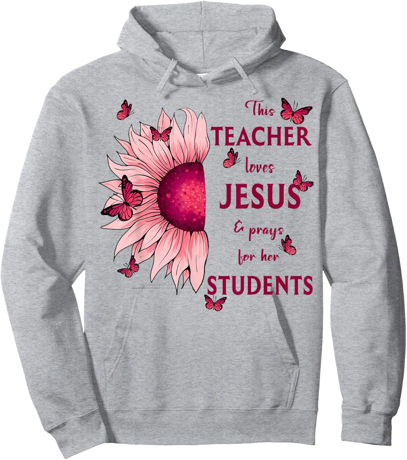 Sunflower This Teacher Loves Jesus And Prays Christian Men Women Hoodie - Hoodie | Ash
