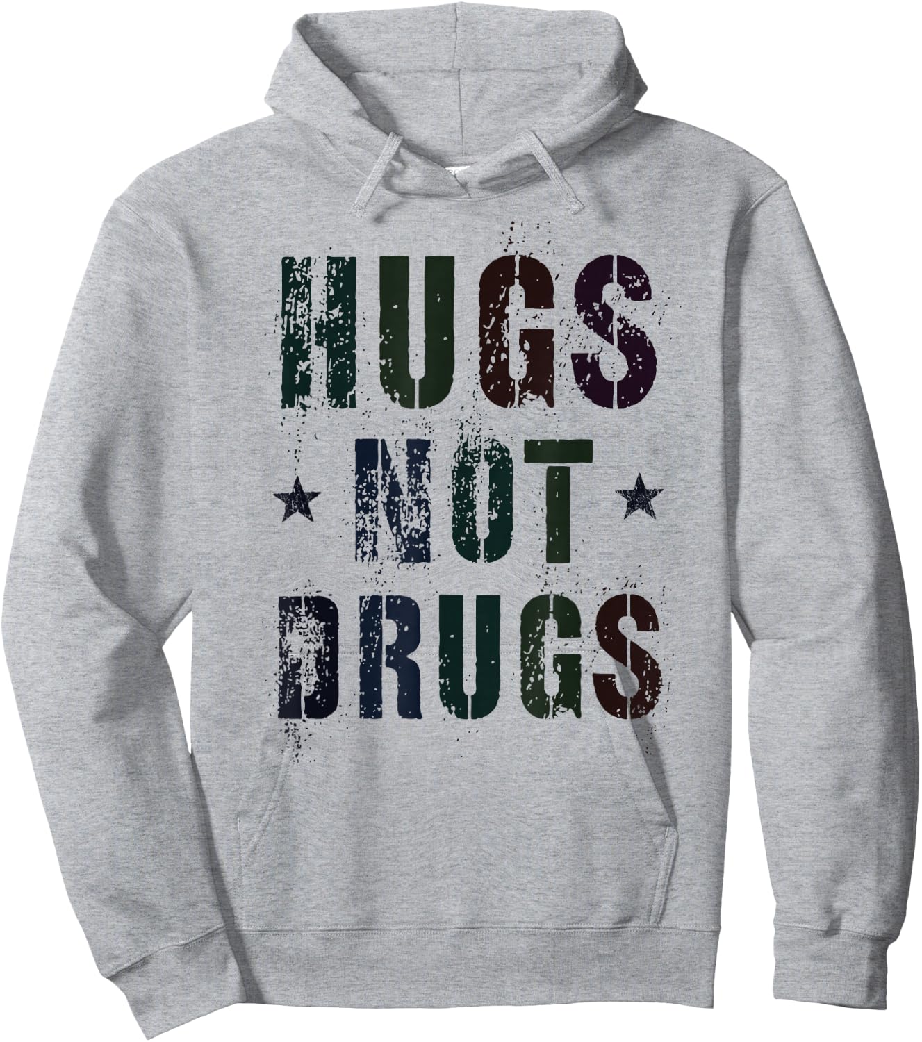 Funny HUGS NOT DRUGS Clean Living Mom NA Family Achievement Hoodie - Hoodie | Ash
