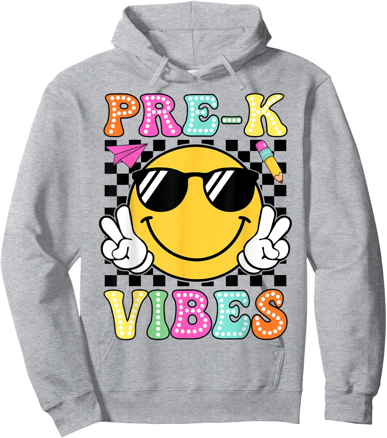 Pre-K Vibes Groovy Back to School Pre-K Teacher Men Women Girls Kids Hoodie - Hoodie | Ash