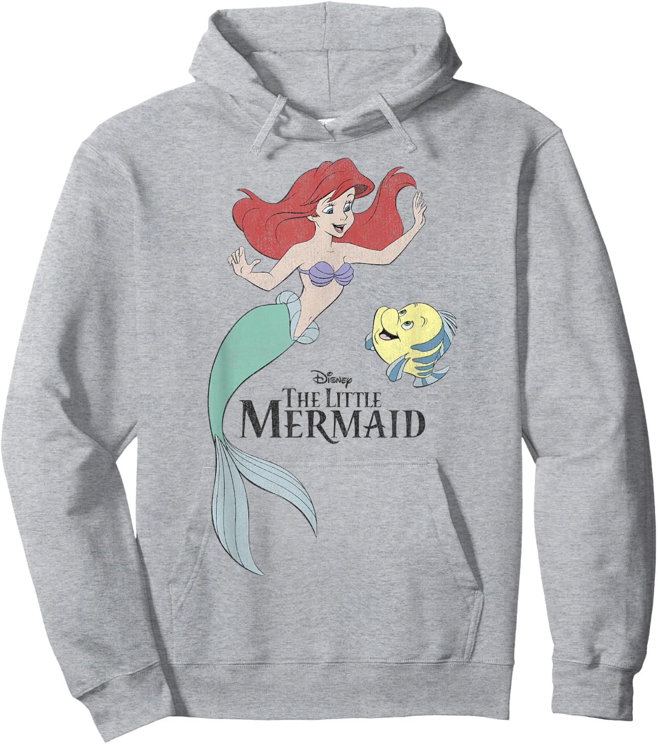 Disney The Little Mermaid Ariel & Flounder Portrait Hoodie - Hoodie | Ash