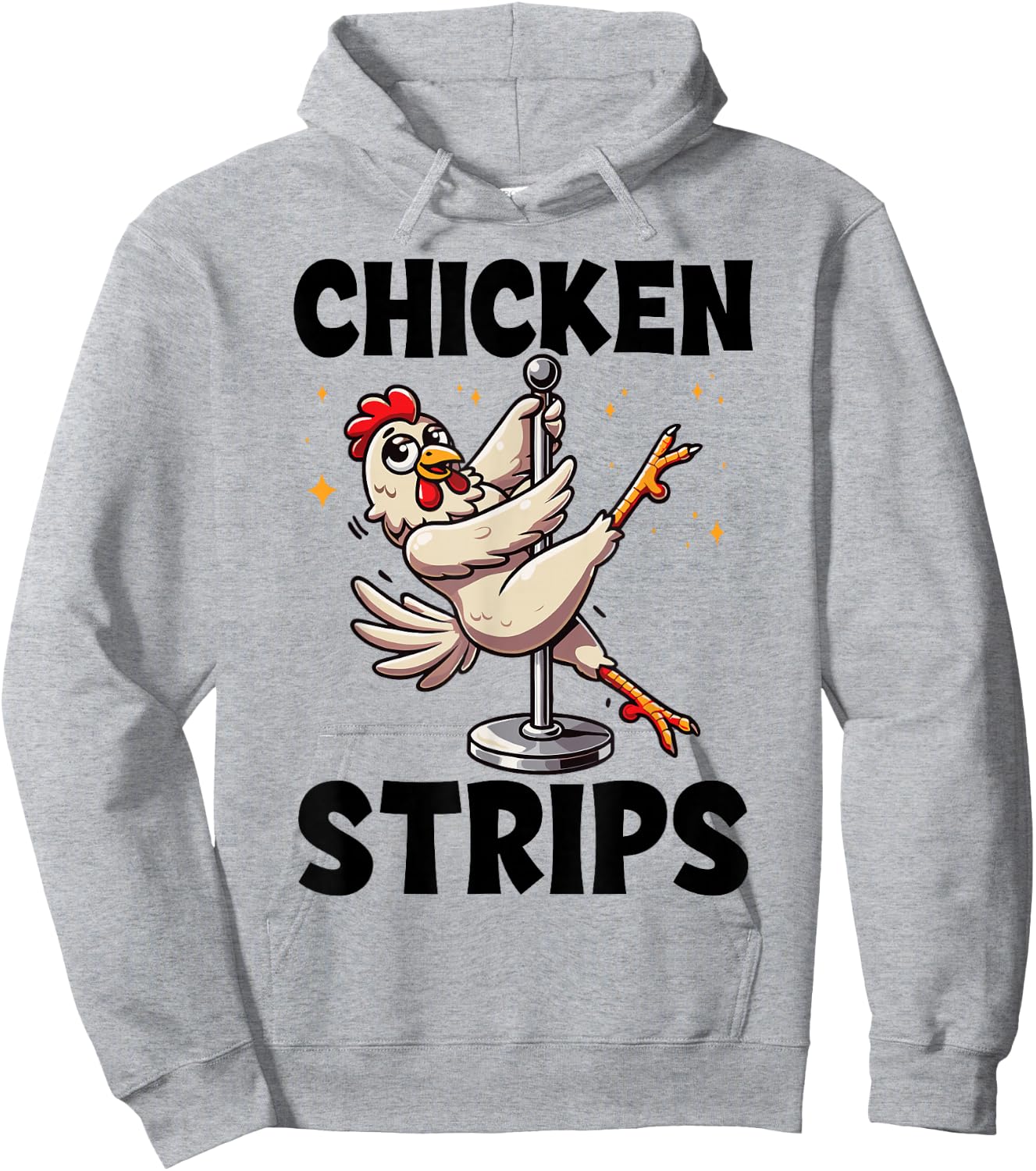 Funny Chicken Strips Pole Dance Cartoon Pun Humor Hoodie - Hoodie | Ash