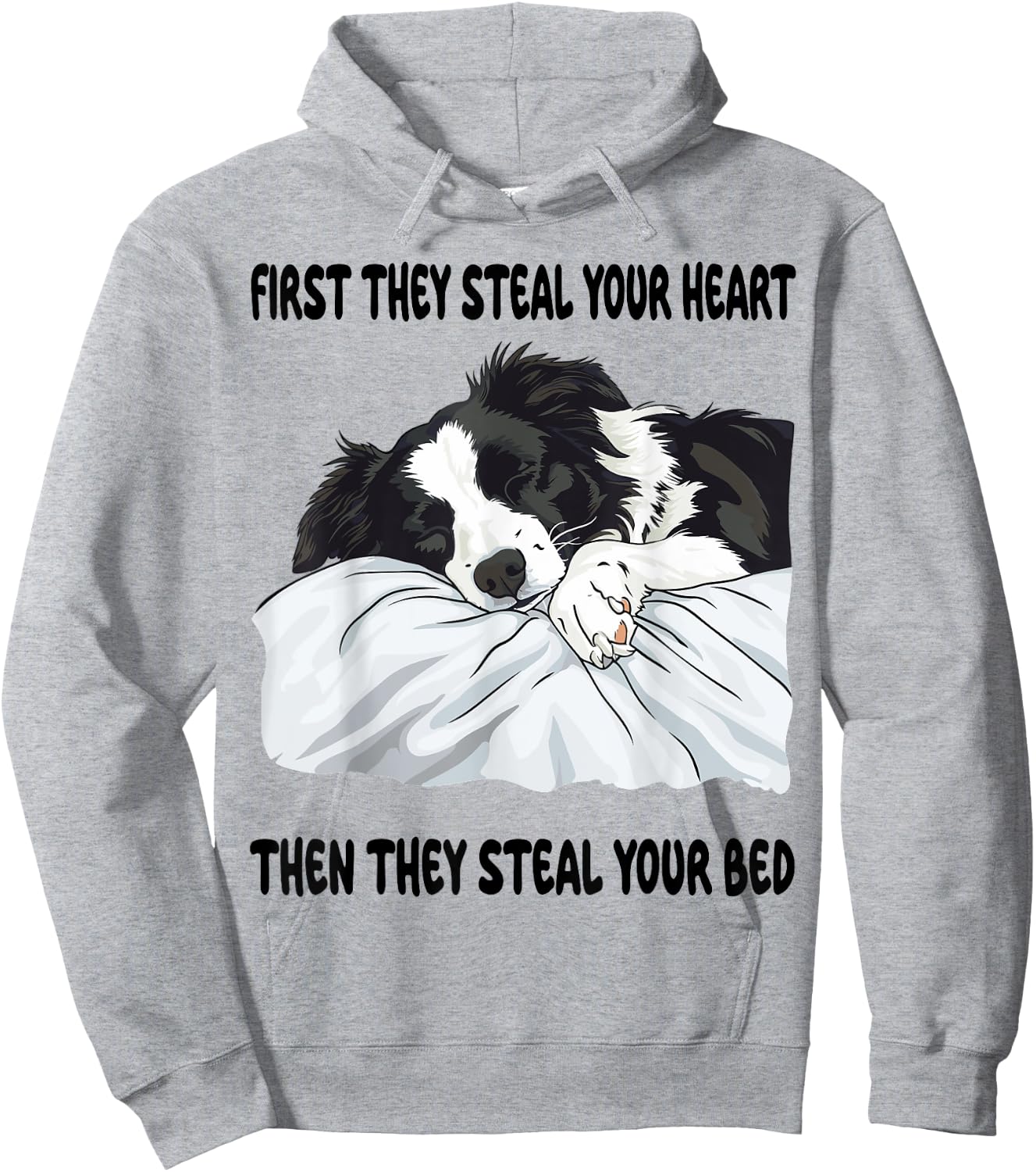 Border Collie Sleeping Pajamas Nightgown Hoodie - Hoodie | Ash