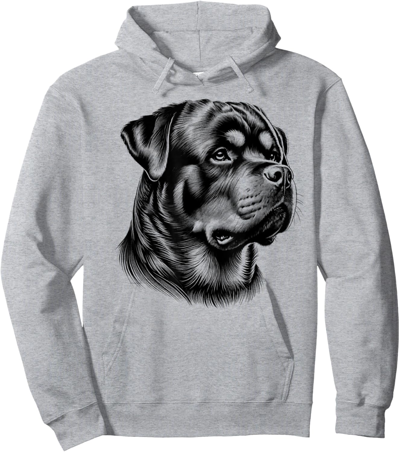 Proud Rottweiler Head in Realistic Drawing Style Hoodie - Hoodie | Ash