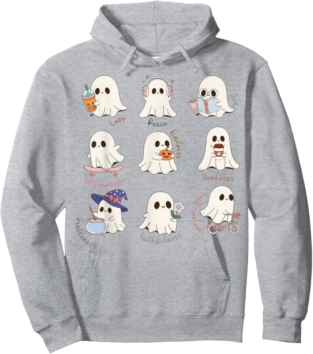 Christian Halloween Fruit Of The Spirit Ghost Faith Bible Hoodie - Hoodie | Ash