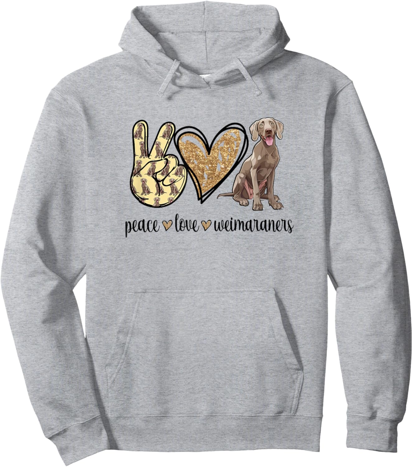 Girls Owners Cute Peace Love Weimaraner Lover Hoodie - Hoodie | Ash
