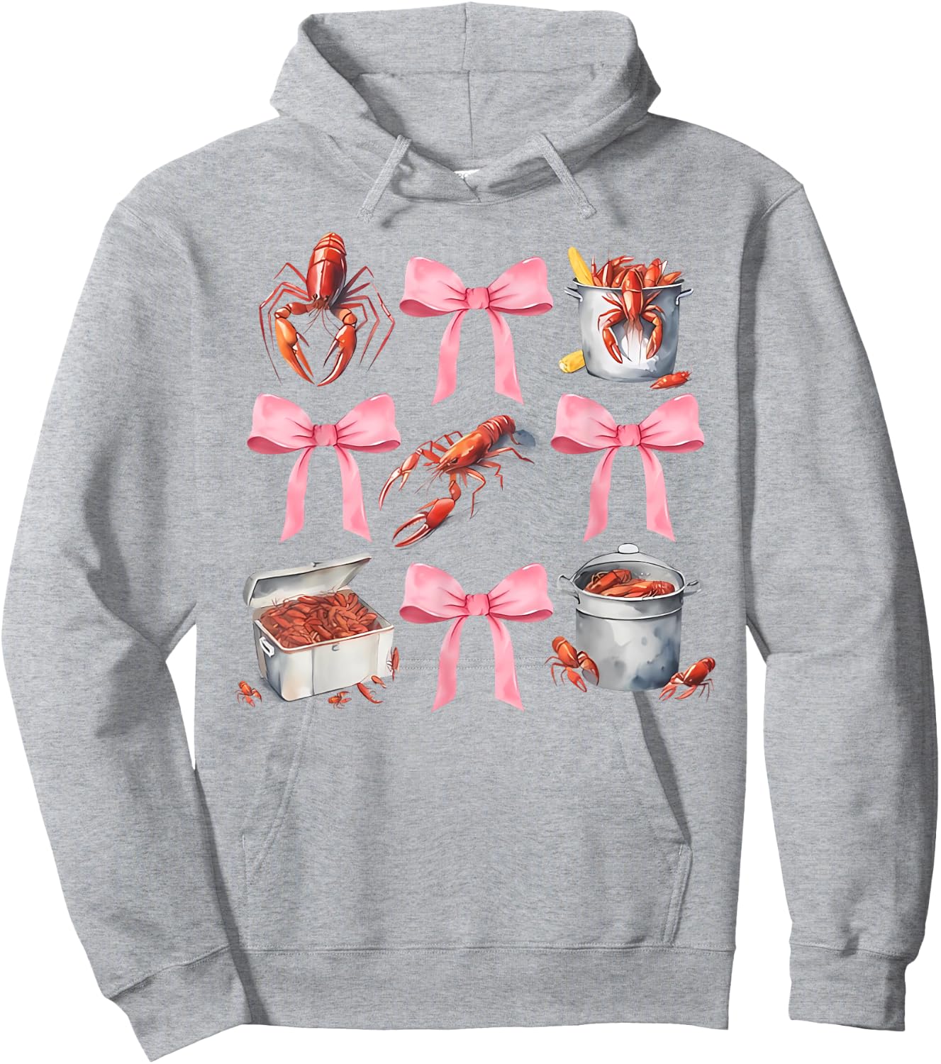 Pink Bow Cute Coquette Crawfish Boil Y2K Girl Aesthetic Hoodie - Hoodie | Ash