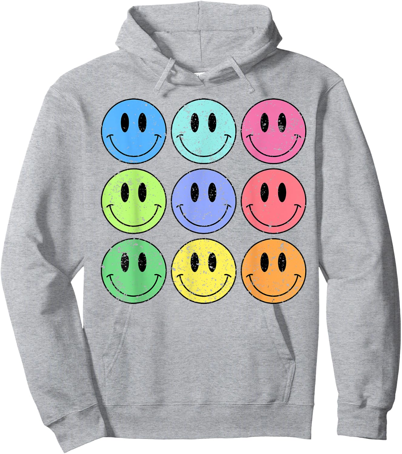 Retro Groovy Checkered Pattern Smile Face Trendy Kids Hoodie - Hoodie | Ash